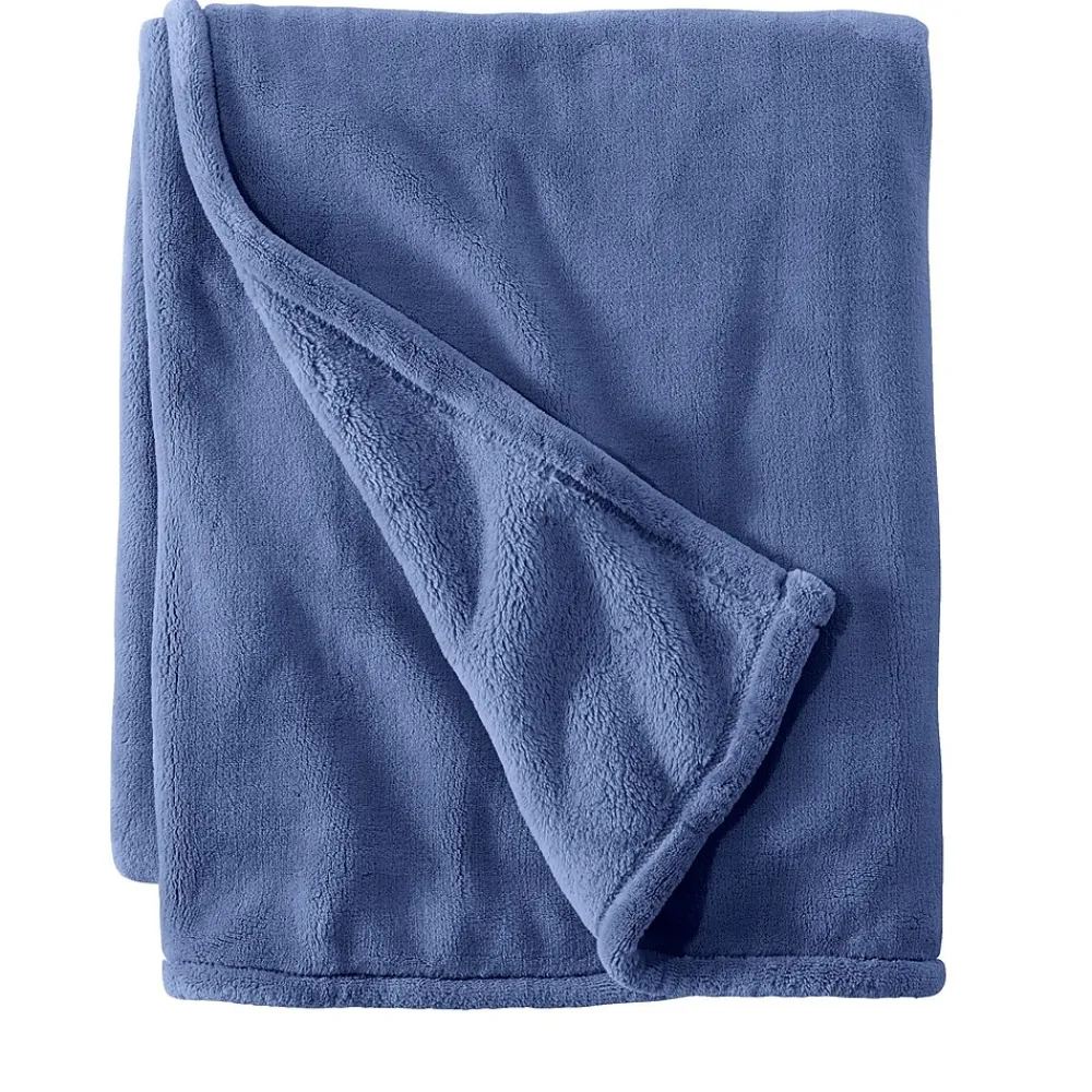 L.L.Bean Wicked Plush Throw, Deep Blue, Large (0SAG202000)