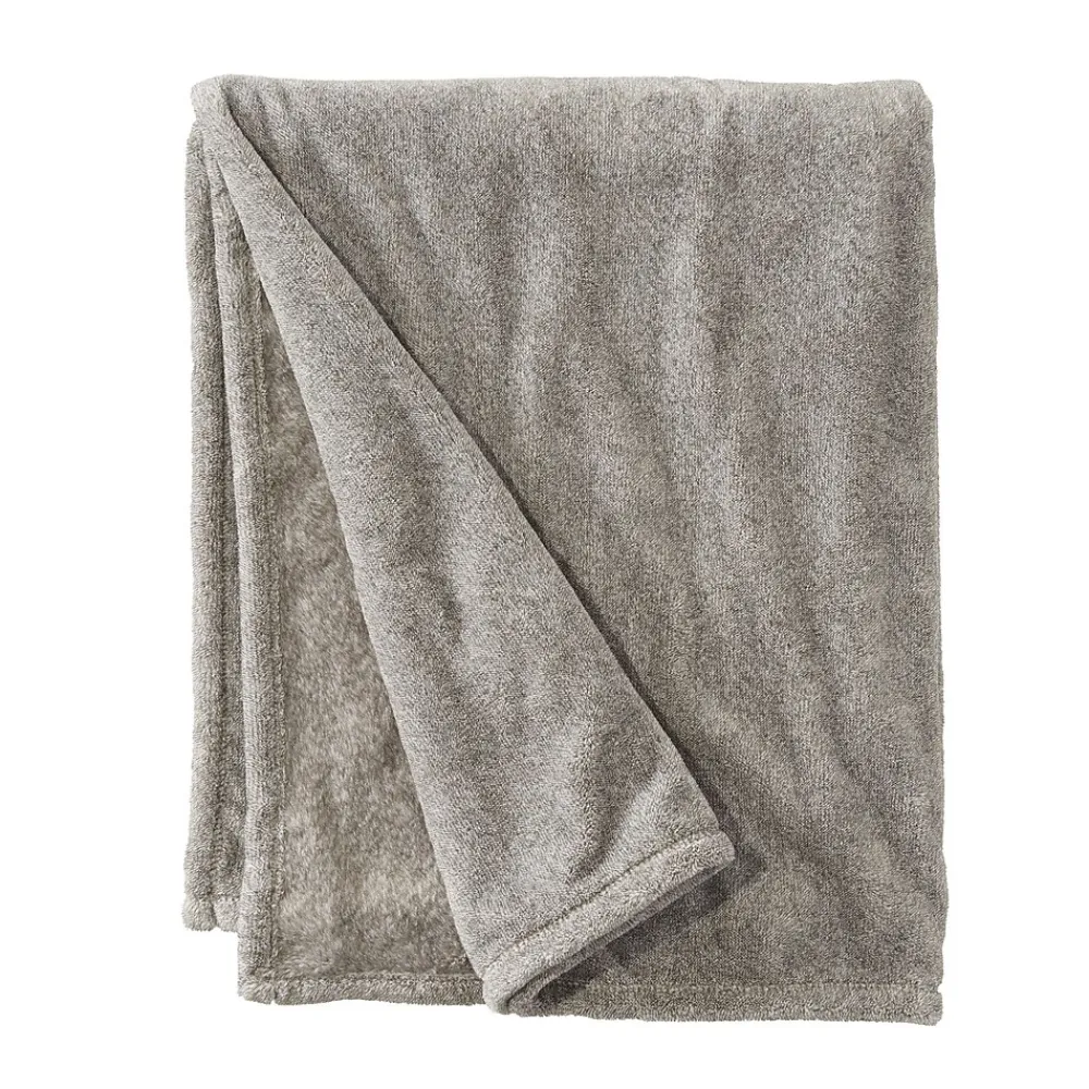 L.L.Bean Wicked Plush Throw, Large, Charcoal Gray Heather (1000095161)