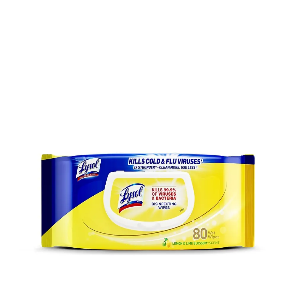 Lysol Disinfecting Wipes, Lemon & Lime Blossom Scent, 80 Wipes/Flat Pack (1920099716)