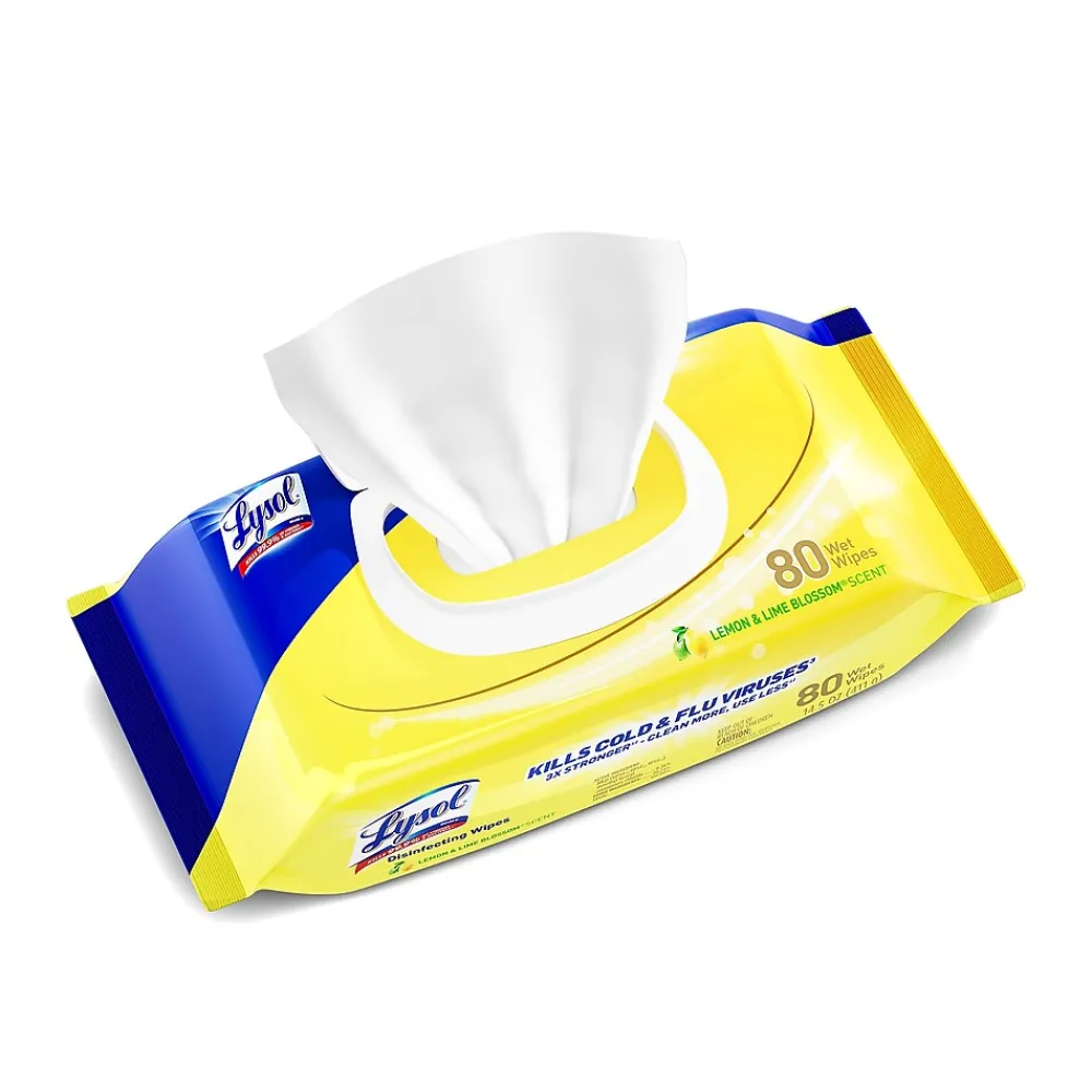 Lysol Disinfecting Wipes, Lemon & Lime Blossom Scent, 80 Wipes/Flat Pack (1920099716)