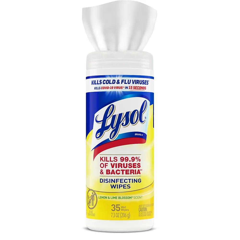 Lysol Disinfecting Wipes, Lemon and Lime Blossom, 35 Wipes/Canister, (81145)