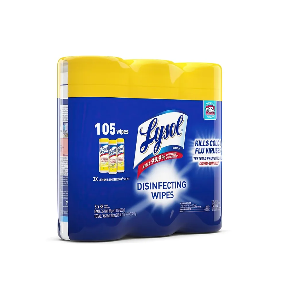 Lysol Disinfecting Wipes, Lemon and Lime Blossom, 35 Wipes/Canister, 3 Canisters/Pack (1920082159)