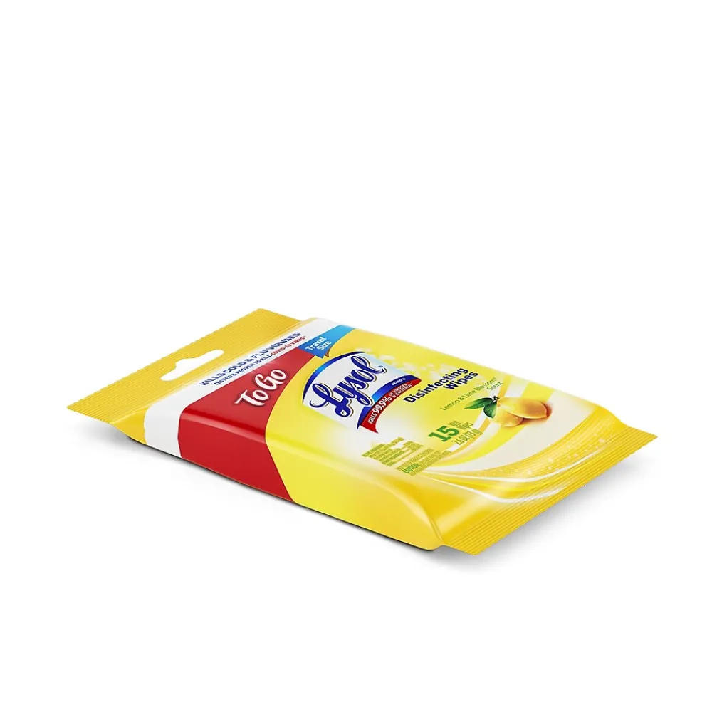 Lysol Disinfecting Wipes To Go, Lemon & Lime Blossom, 15 Wipes/Pack (1920099717)