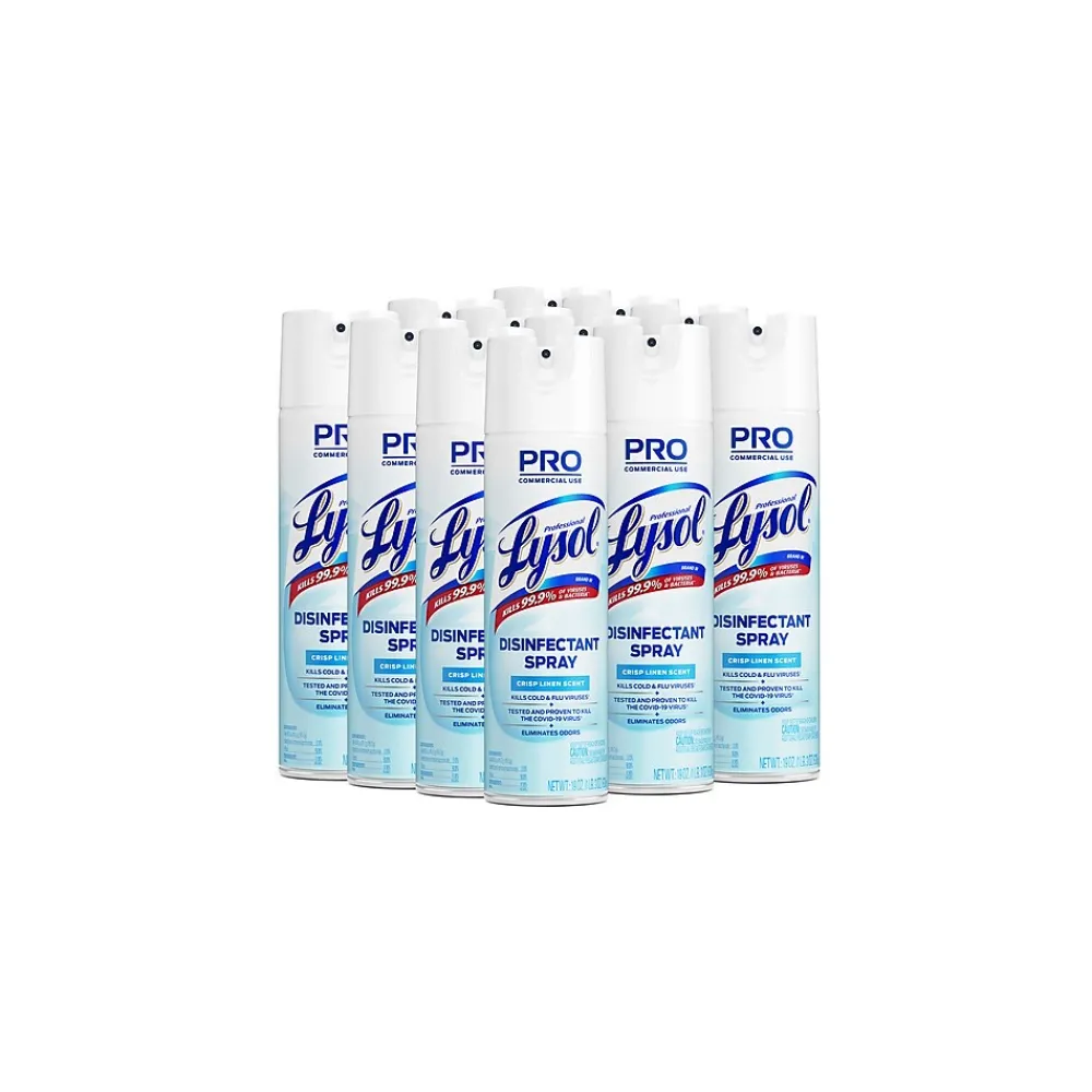 Lysol Professional Cleaner Disinfectant Spray, Crisp Linen Scent, 19 Oz., 12/Carton (36241-74828)