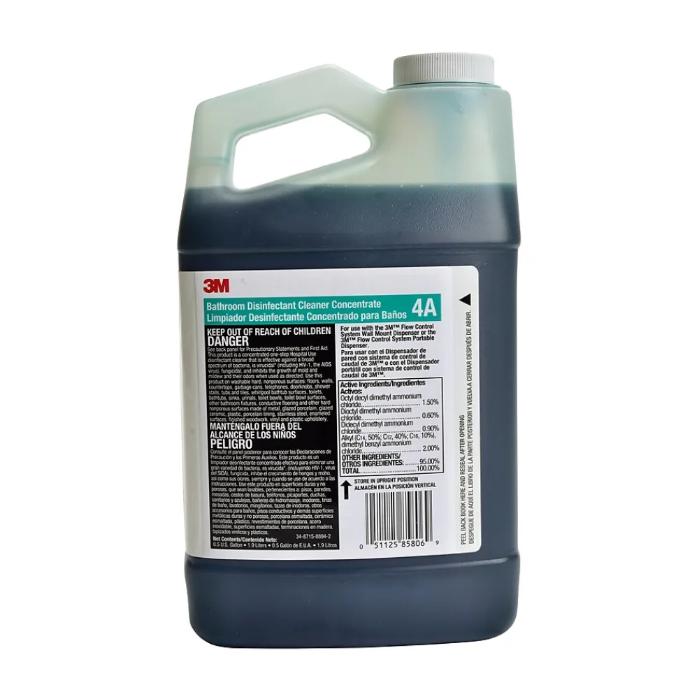 3M Bathroom Disinfectant Cleaner Concentrate 4A, 0.5 Gallon, 4/Case (41A)