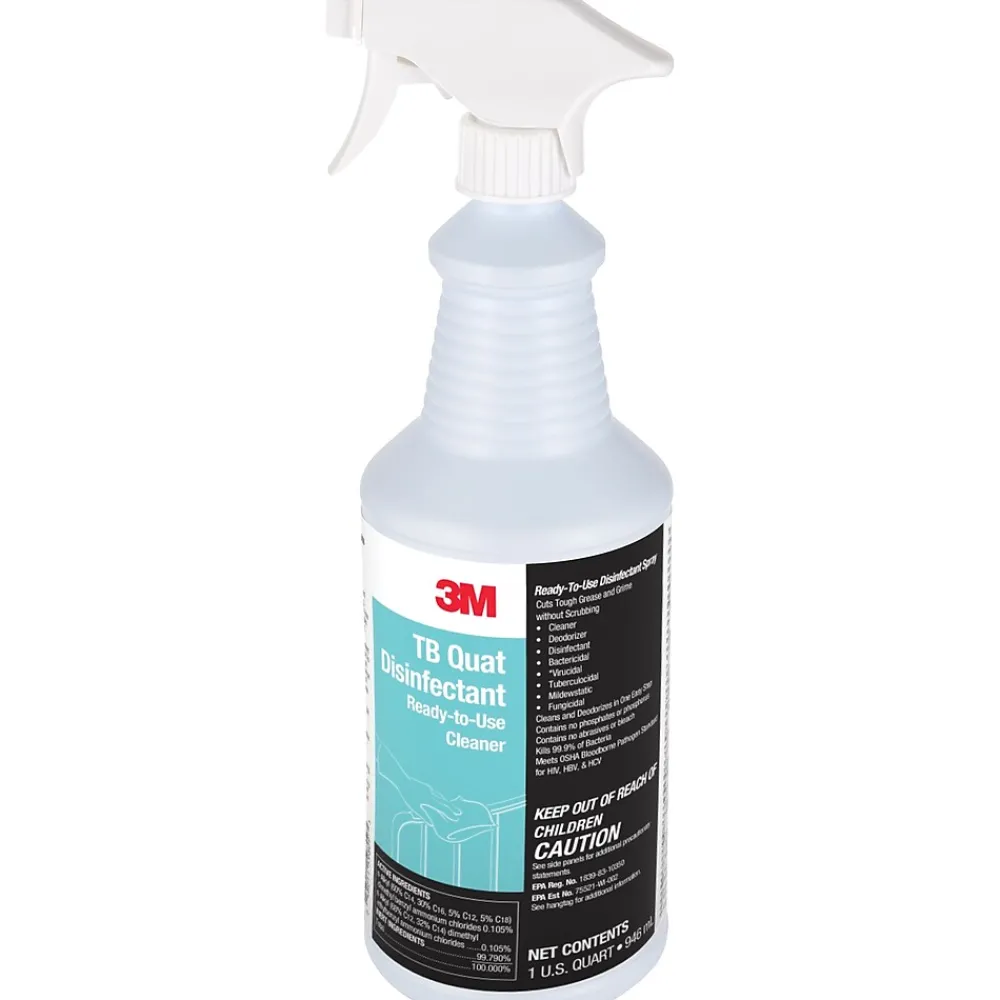 3M TB Quat Disinfectant Ready-To-Use Cleaner, Lemon, 32 oz., 12/Carton (7100034339)