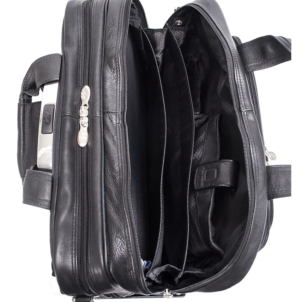 McKlein I Series Laptop Rolling Briefcase, Black Leather (43185)