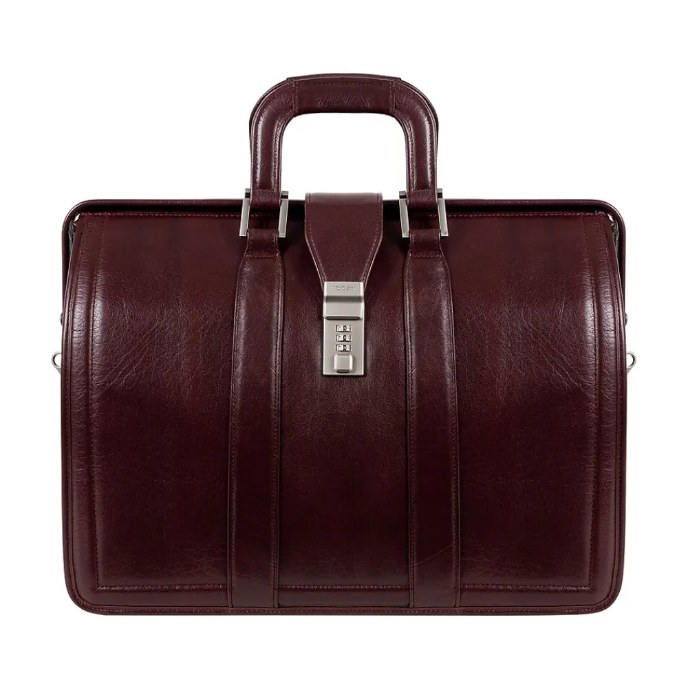 McKlein MORGAN Leather Litigator Laptop Briefcase, Burgundy (83346)