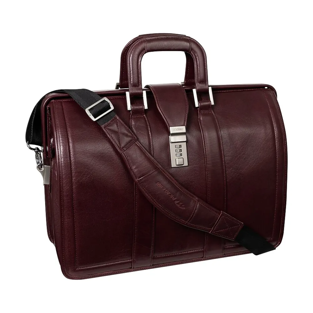 McKlein MORGAN Leather Litigator Laptop Briefcase, Burgundy (83346)