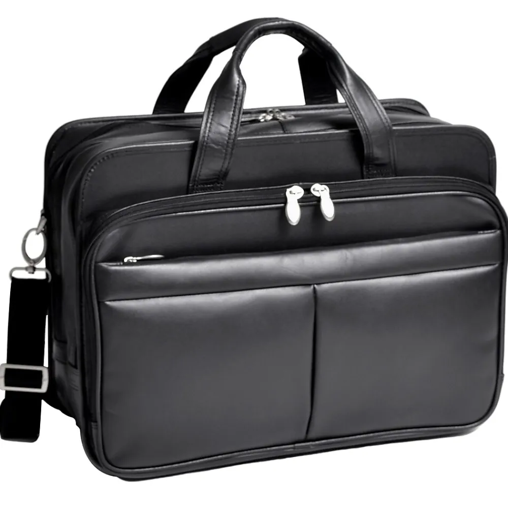 McKlein R Series Laptop Briefcase, Black Leather (83985)