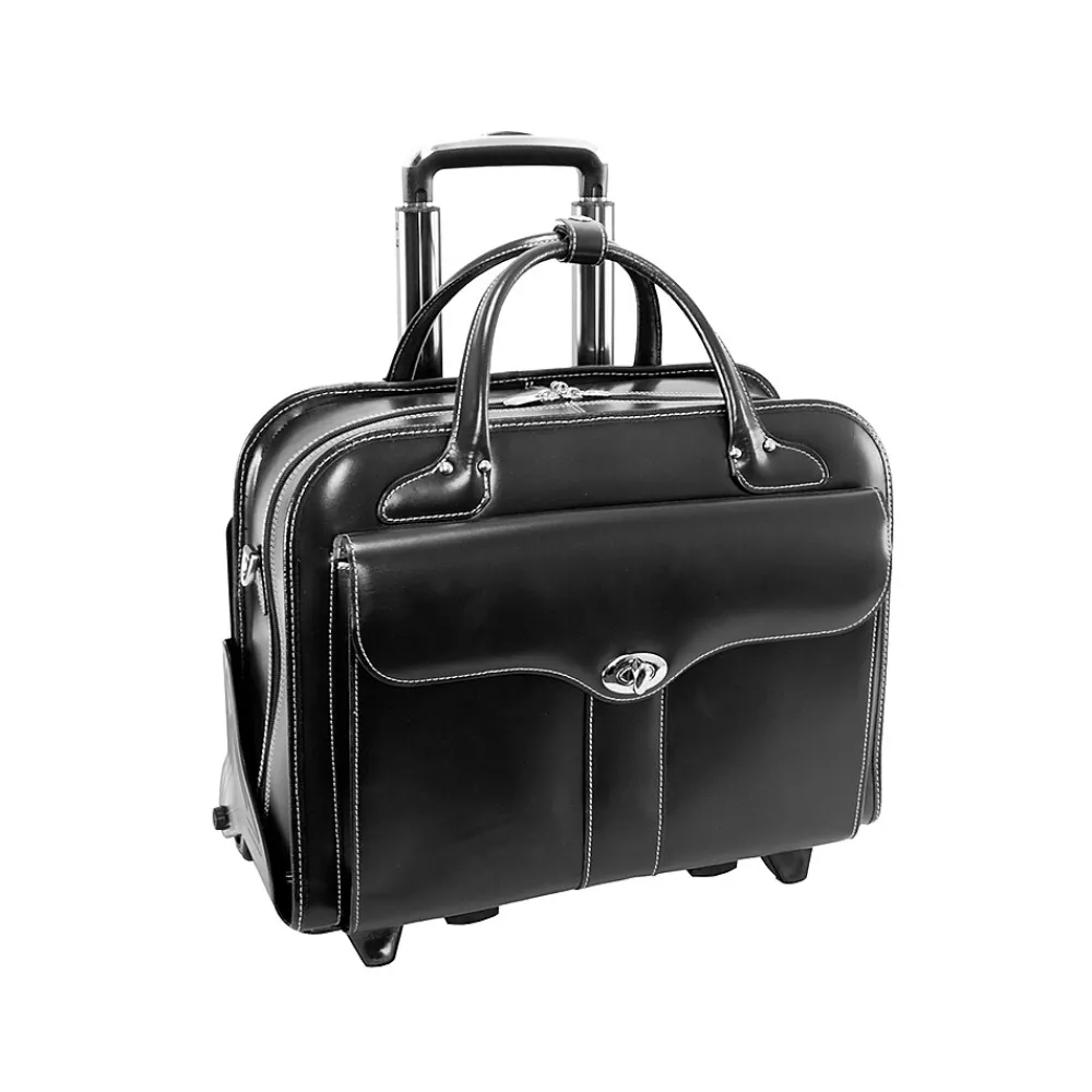 McKlein USA Berkeley W Series Leather Rolling Briefcase, Black (97045)