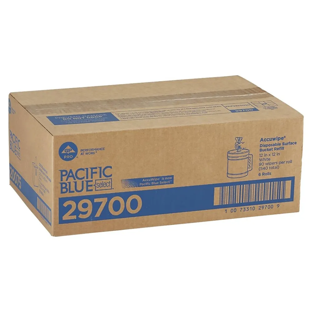 Pacific Blue Select Cleaning Wipers, 12", White, 90 Sheets/Roll, 6/Carton (29700)