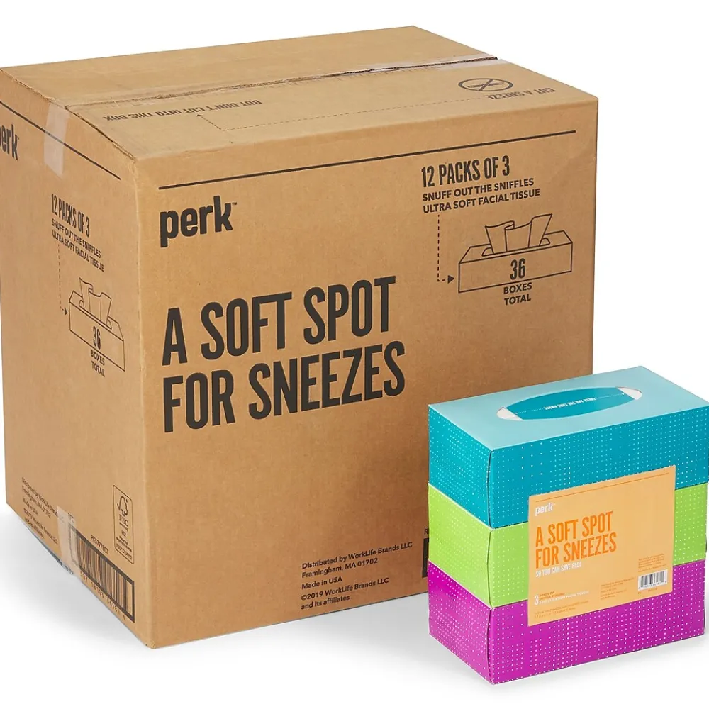 Perk ™ Ultra Soft Tissue, 2-Ply, 160 Sheets/Box, 3 Boxes/Pack, 12/Packs/Carton (PK57778)