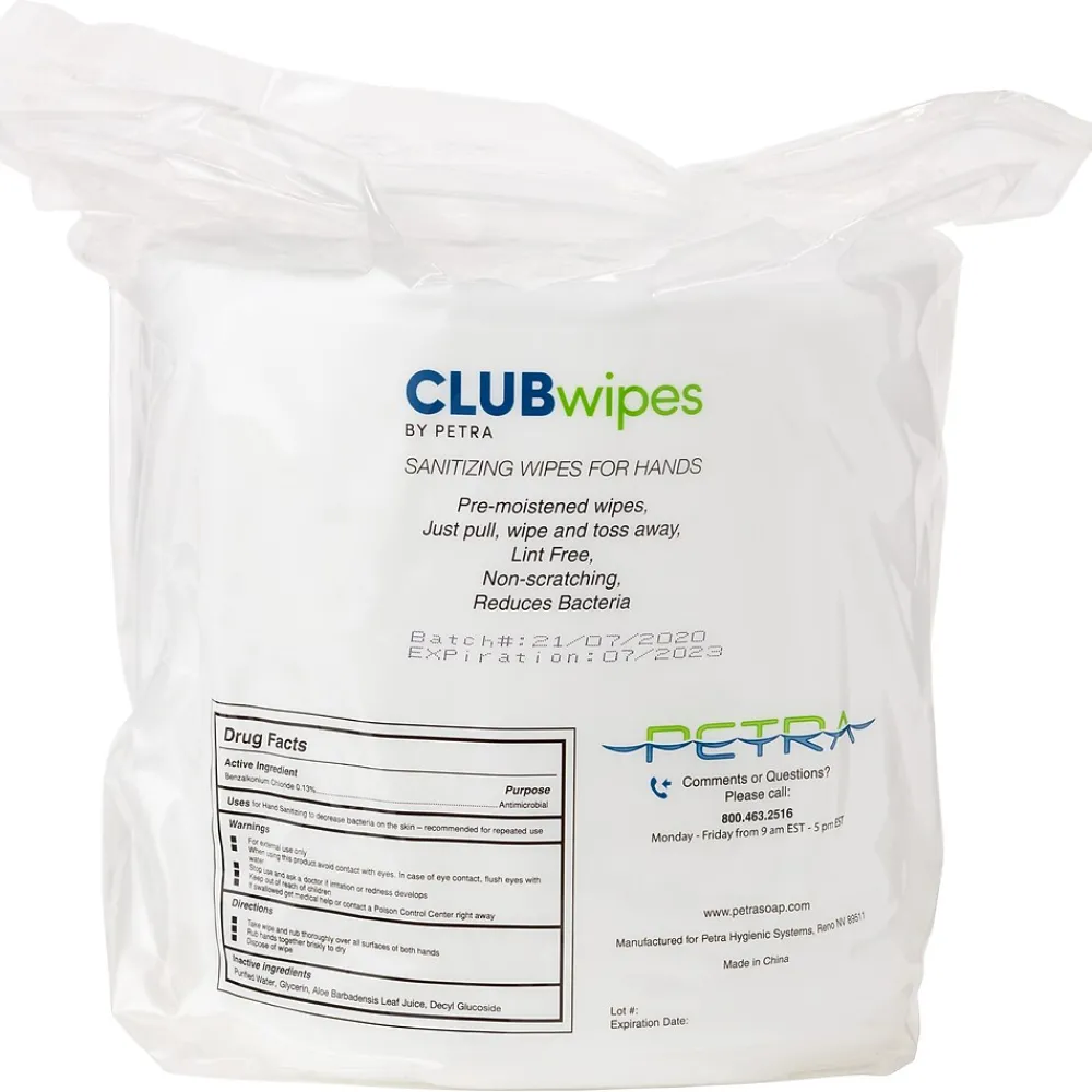 Petra Antibacterial CLUBwipes refill, 1500 Wipe/Roll, 4 Rolls/Carton (MC7098)