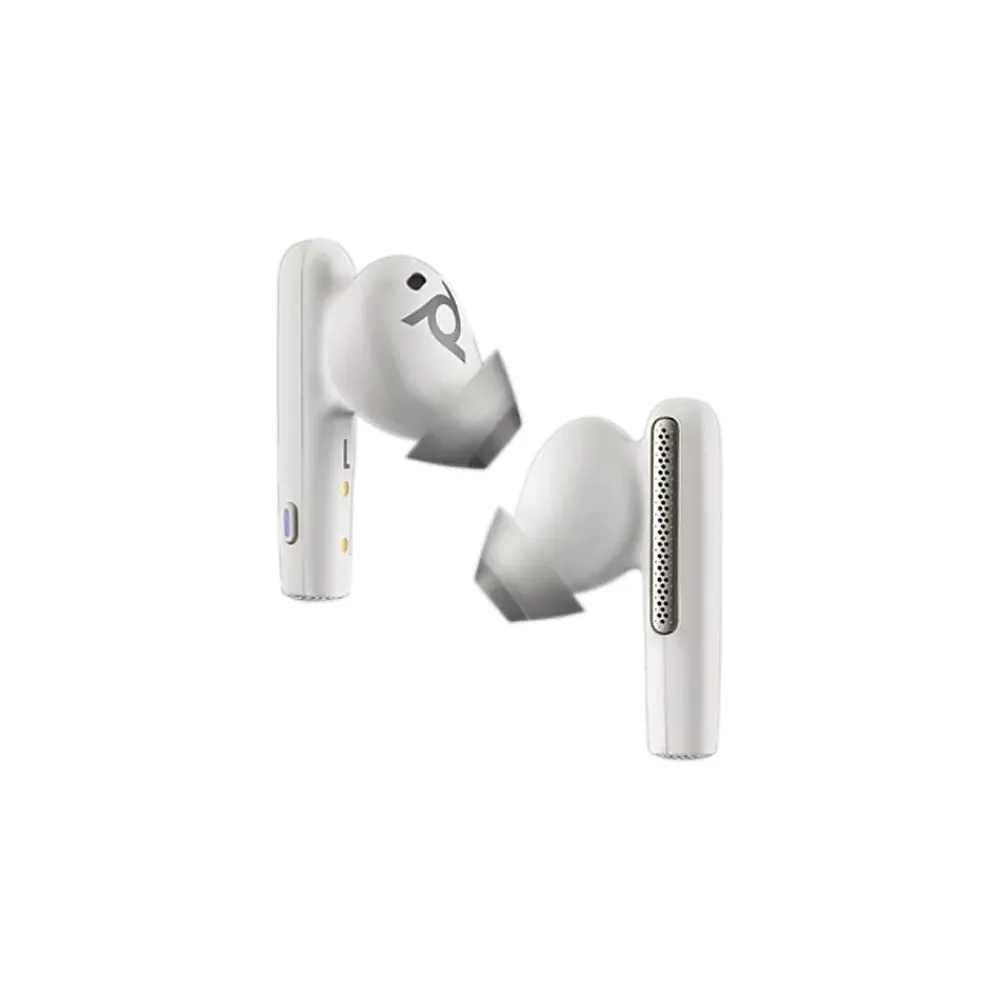 Poly Plantronics Voyager Free 60+ UC Wireless Bluetooth Earbuds, USB-C Teams, White Sand (7Y8G8AA)