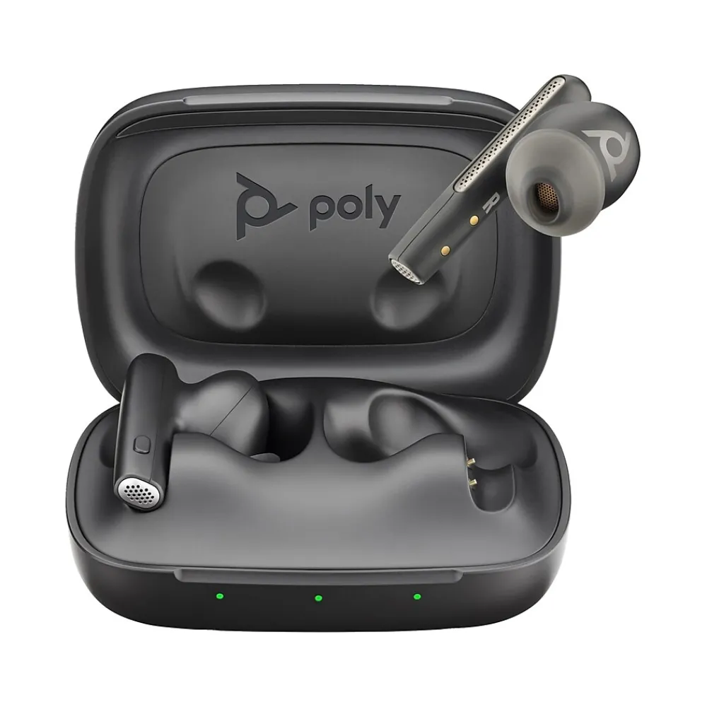 Poly Plantronics Voyager Free 60 UC Wireless Noise Cancelling Bluetooth Earbuds, USB-C, MS Certified, Carbon Black (7Y8L8AA)
