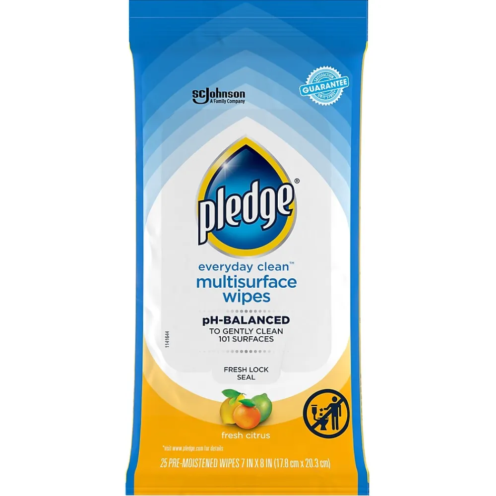 Pledge Multi Surface All-Purpose Cleaner, Fresh Citrus, 25/Pack (644080)