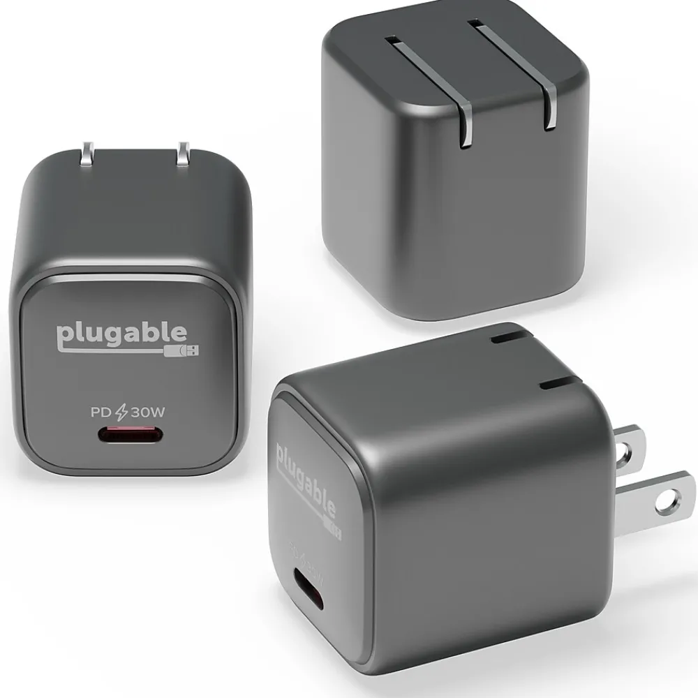 Plugable GaN USB-C Charger Block, 30W, Black (PS-30C1B-3X)