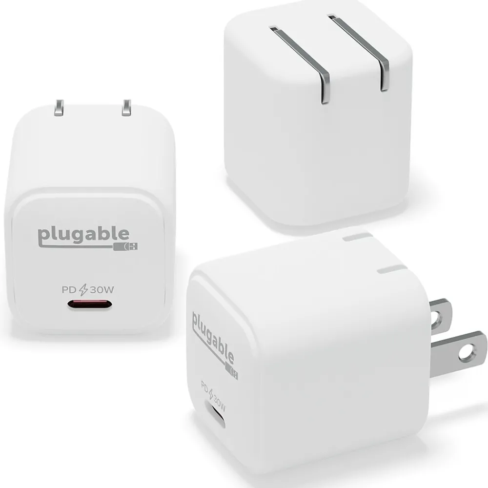 Plugable GaN USB-C Charger Block, 30W, White (PS-30C1W-3X)