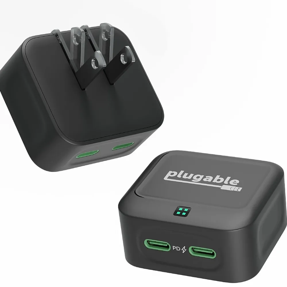 Plugable 40W Dual USB-C Wall Charger, Black (PS-40C2B)