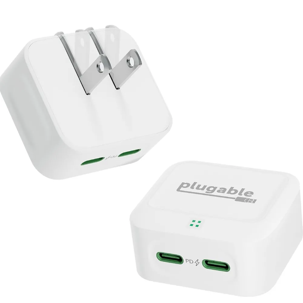 Plugable 40W Dual USB-C Wall Charger, White (PS-40C2W)