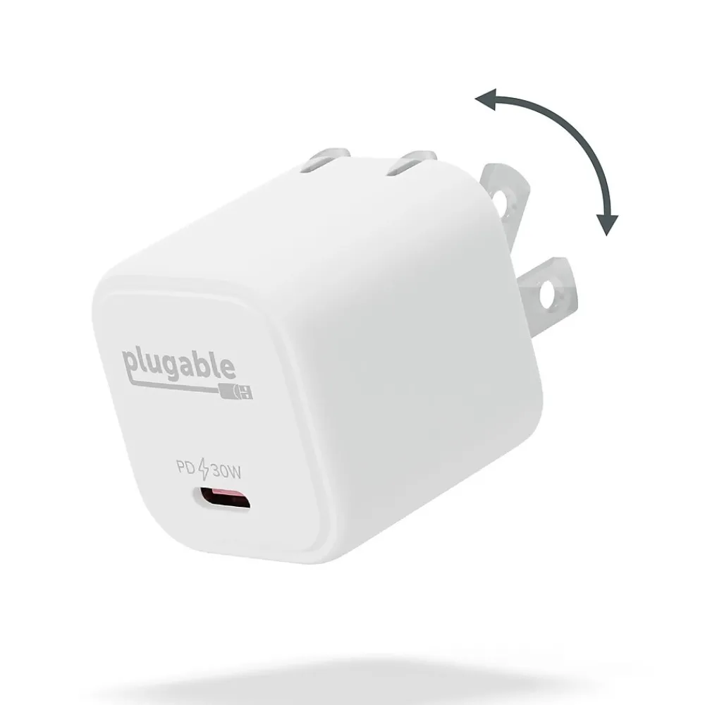 Plugable 30W GaN USB C Charger Block, White (PS-30C1W)