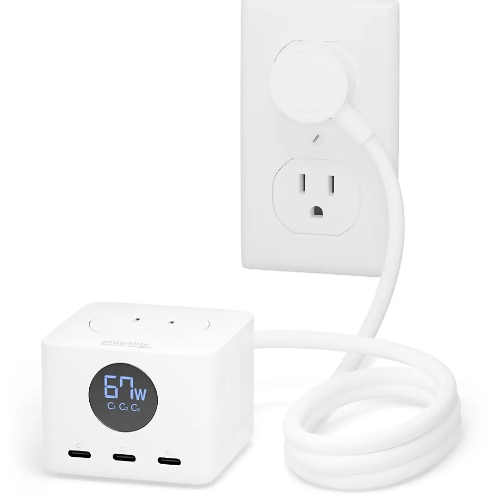 Plugable 67W USB-C Charging Station, White (PS3-METERC3)