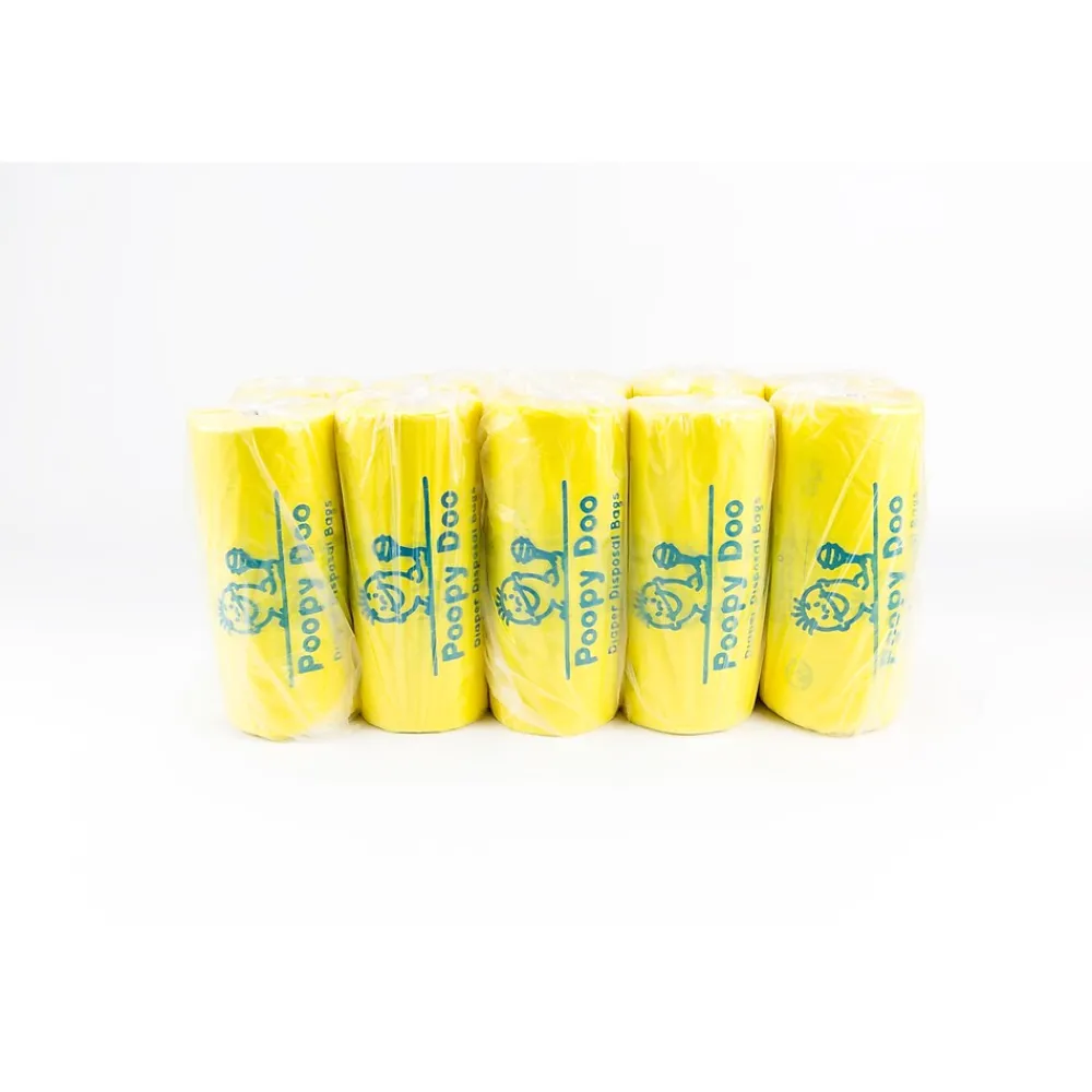 Poopy Doo Diaper Disposal Trash Bags, Yellow, 10 Rolls/Case (PD-10-200)