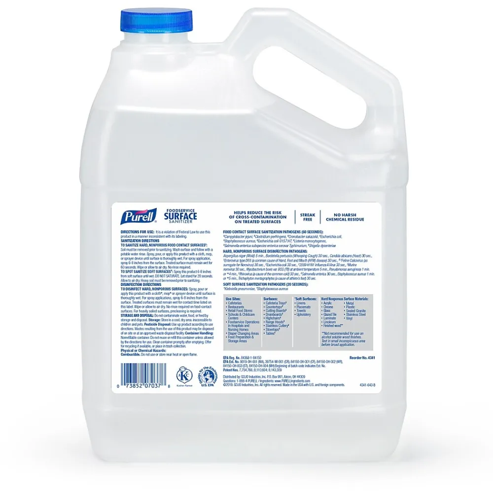 Purell Foodservice Surface Sanitizer, Fragrance Free, 1 Gallon Refill (4341-04)