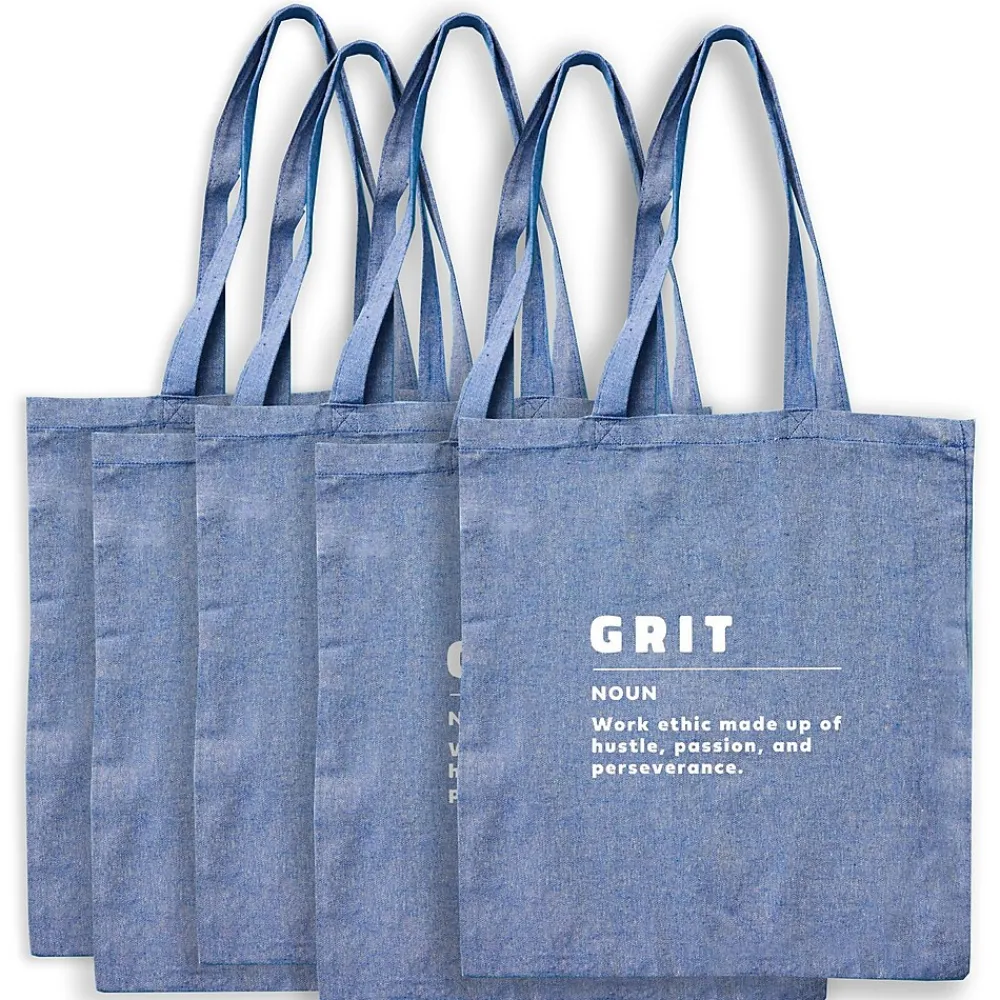 Baudville Recycled Cotton Twill Tote - Grit - 5 Pack