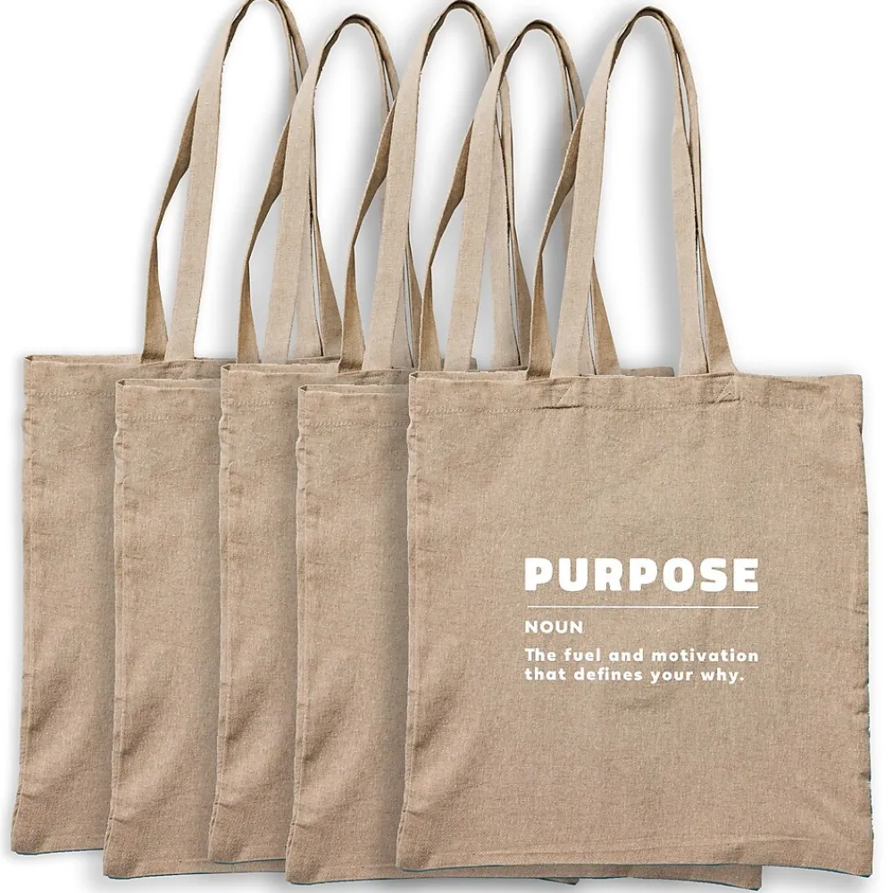 Baudville Recycled Cotton Twill Tote - Purpose - 5 Pack