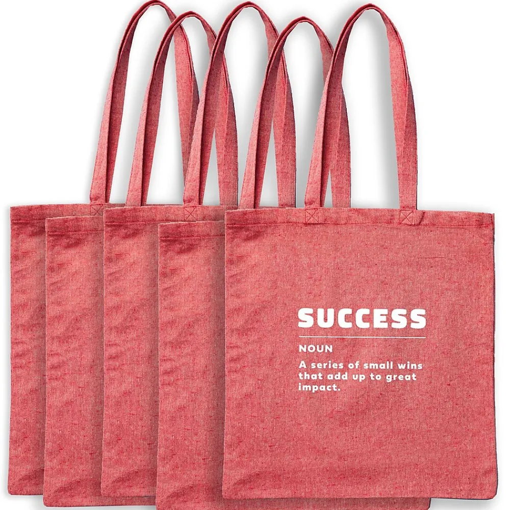 Baudville Recycled Cotton Twill Tote - Success - 5 Pack