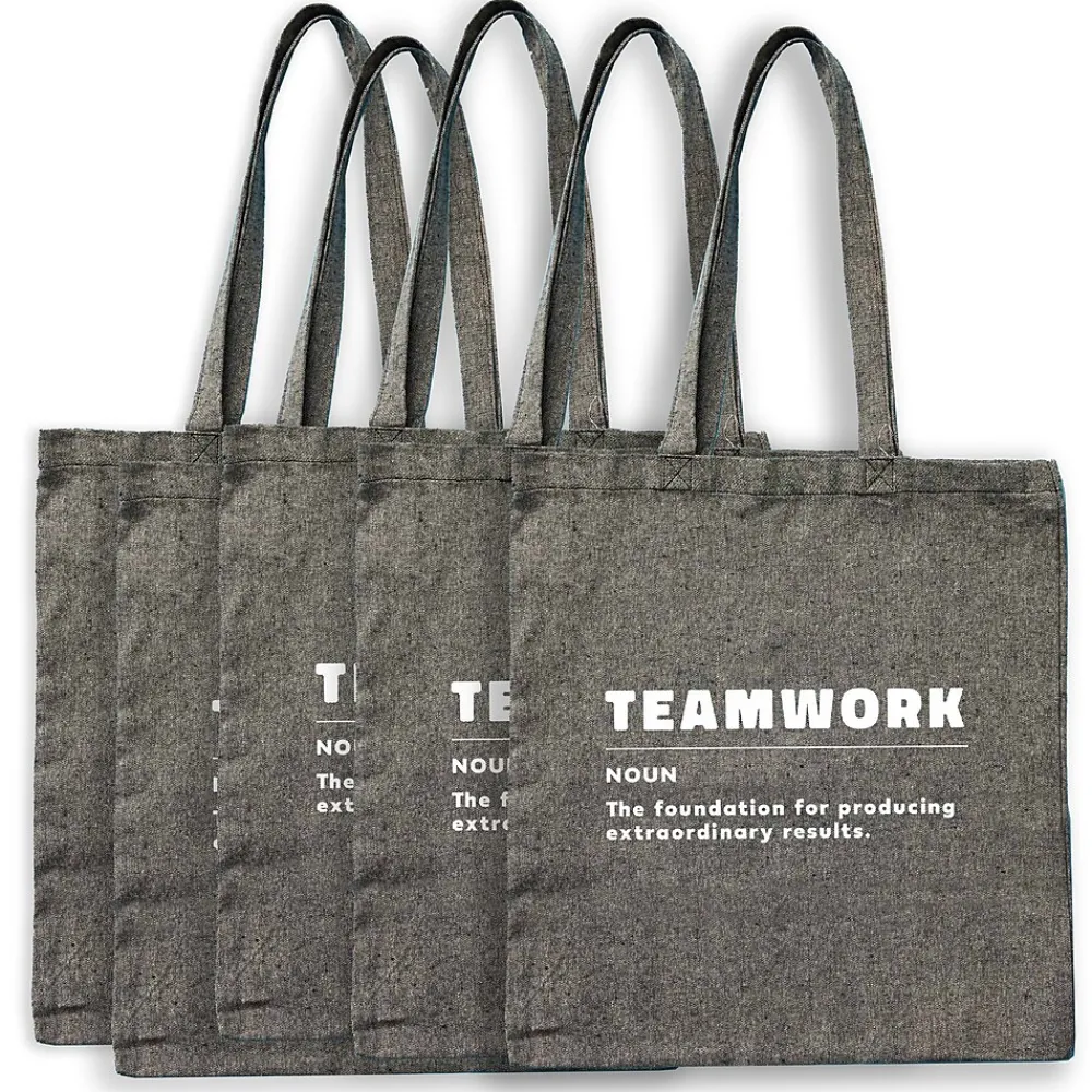 Baudville Recycled Cotton Twill Tote - Teamwork - 5 Pack