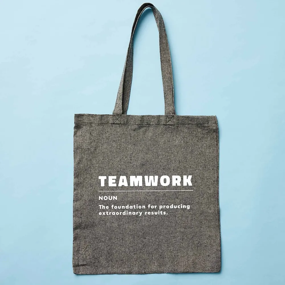 Baudville Recycled Cotton Twill Tote - Teamwork - 5 Pack