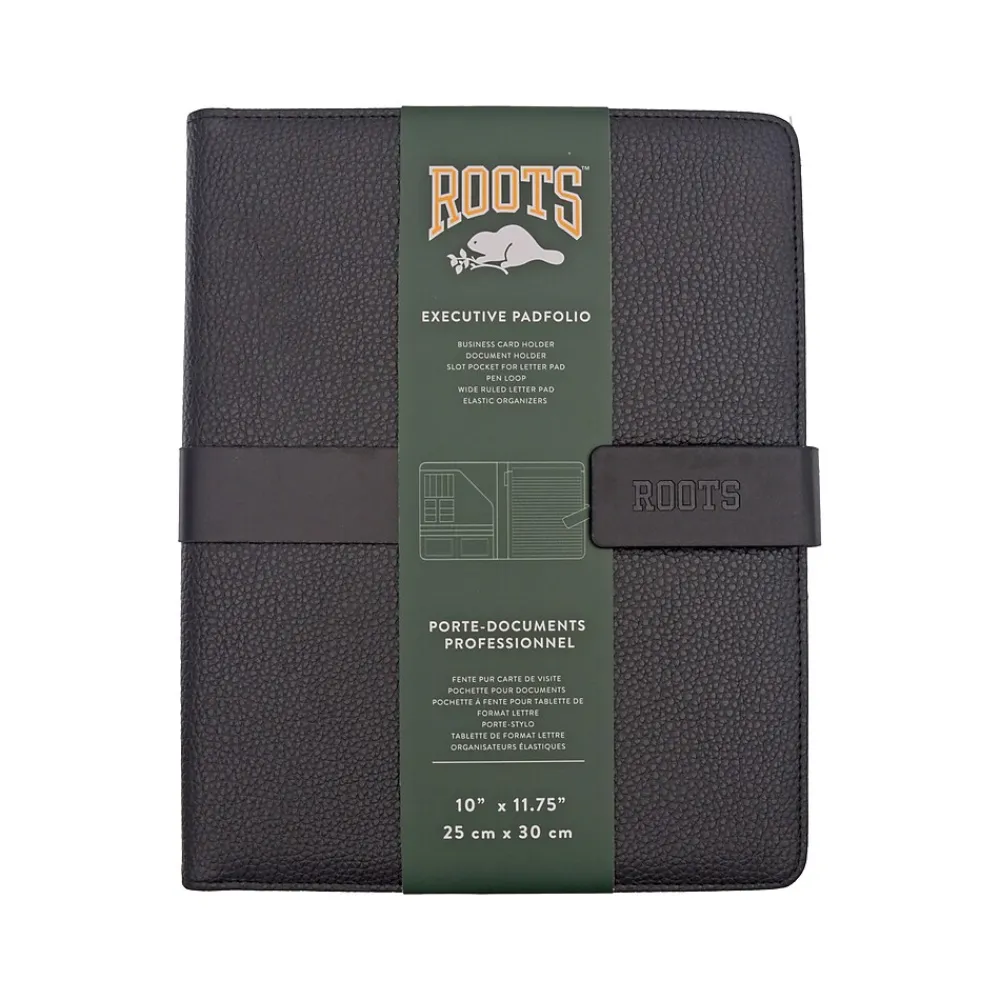 ROOTS Executive Padfolio with Magnetic Closure, Black (RQ7PF-14)