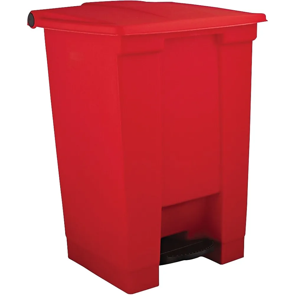 Rubbermaid Polyethylene Step Trash Can, Red, 12 gal. (FG614400RED)