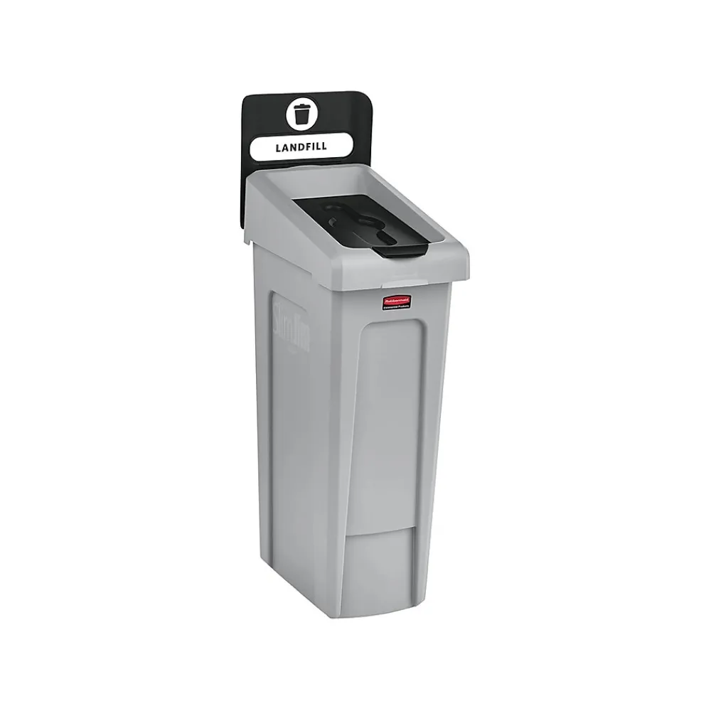 Rubbermaid Slim Jim Single-Stream Recycling Station, 23 Gallon, Gray/Black (2185053)