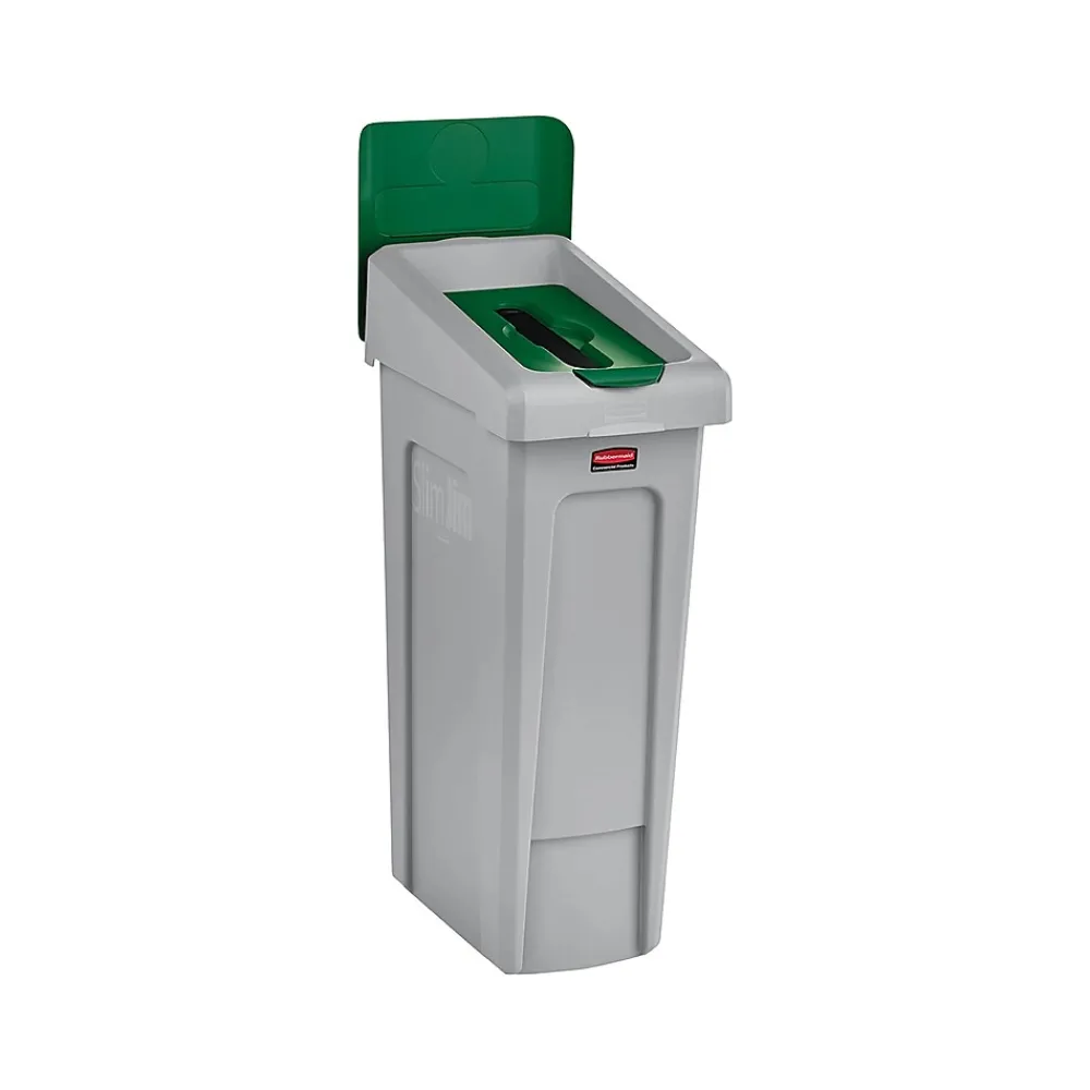 Rubbermaid Slim Jim Single-Stream Recycling Station, 23 Gallon, Gray/Green (2185054)