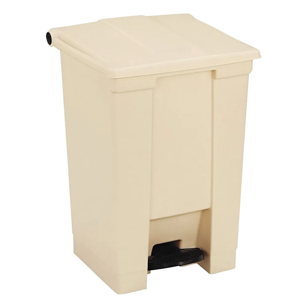 Rubbermaid ® Step-On Waste Container, 12 Gallons, Beige (RCP6144BEI)