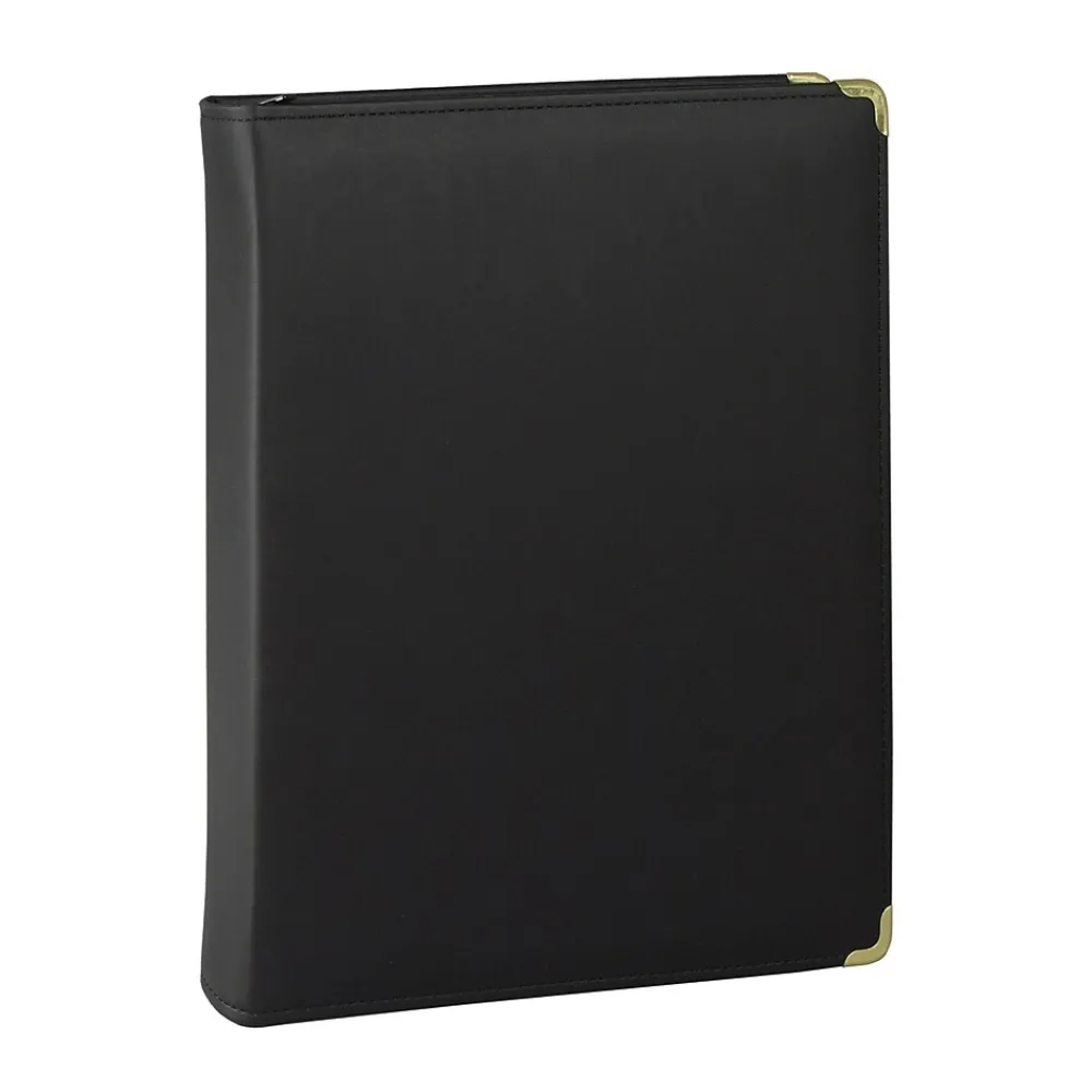 Samsill Classic Collection Vinyl Padfolio, Black (15250)