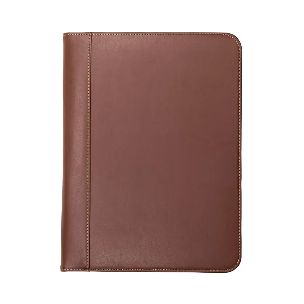 Samsill Contrast Stitch Leather Padfolio, Tan (SAM71716)