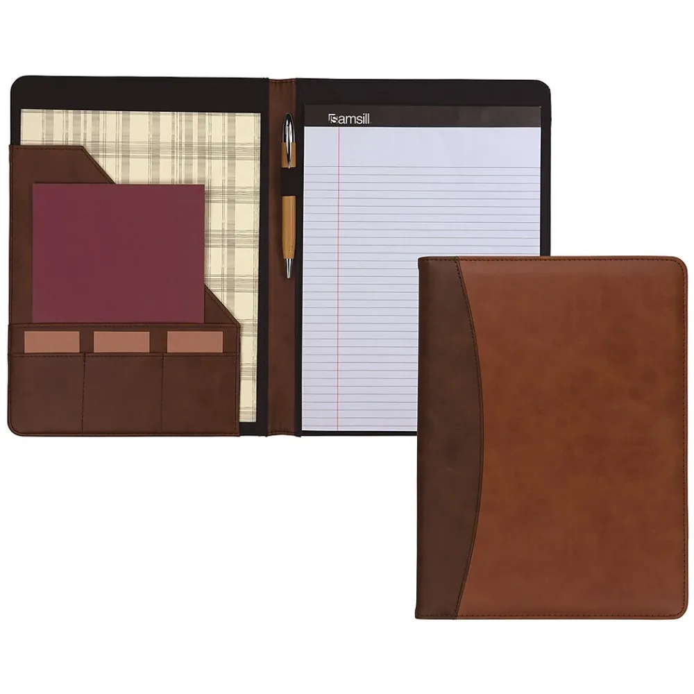 Samsill Faux Leather Padfolio, Tan/Brown (SAM71656)