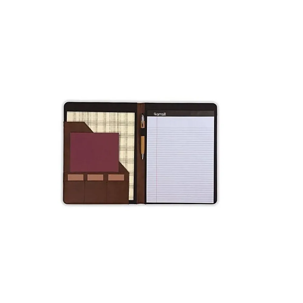 Samsill Faux Leather Padfolio/Notepad, Tan/Brown (71656)