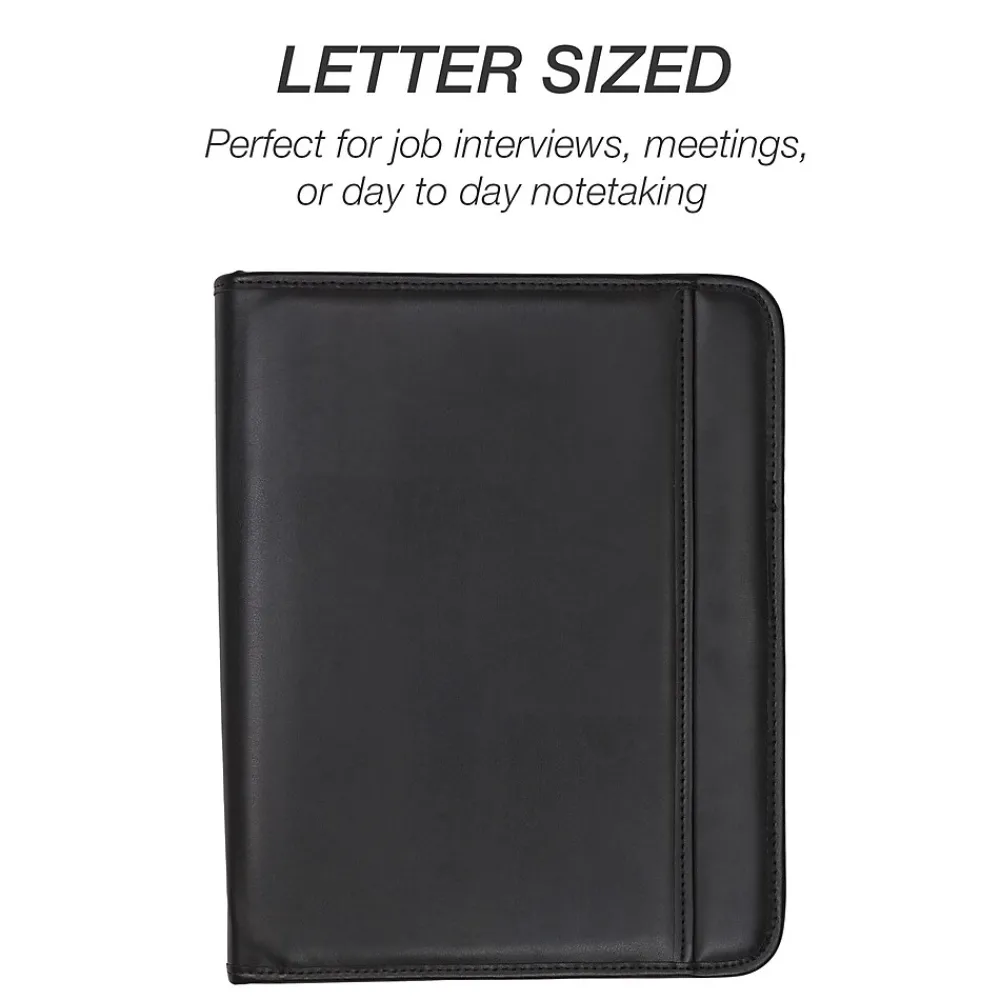 Samsill Professional Leather Padfolio/Notepad, Black (70820)