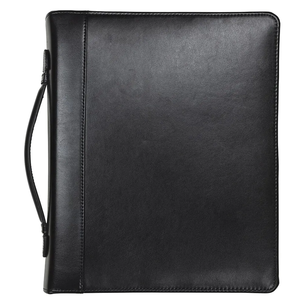 Samsill Regal Genuine Leather Zippered Padfolio, Black (15540)