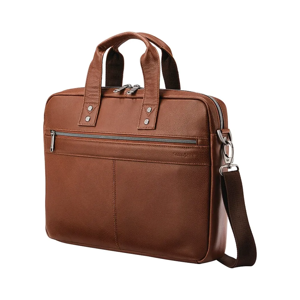 Samsonite Leather Briefcase, Laptop Compatible, Cognac (126038-1221)