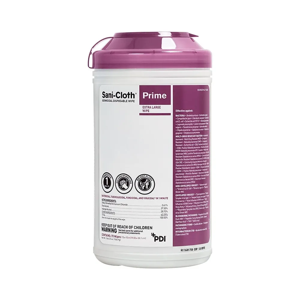 Sani-Cloth Prime Disinfecting Wipes, 70/Canister, 6 Canisters/Carton (P24284CT)