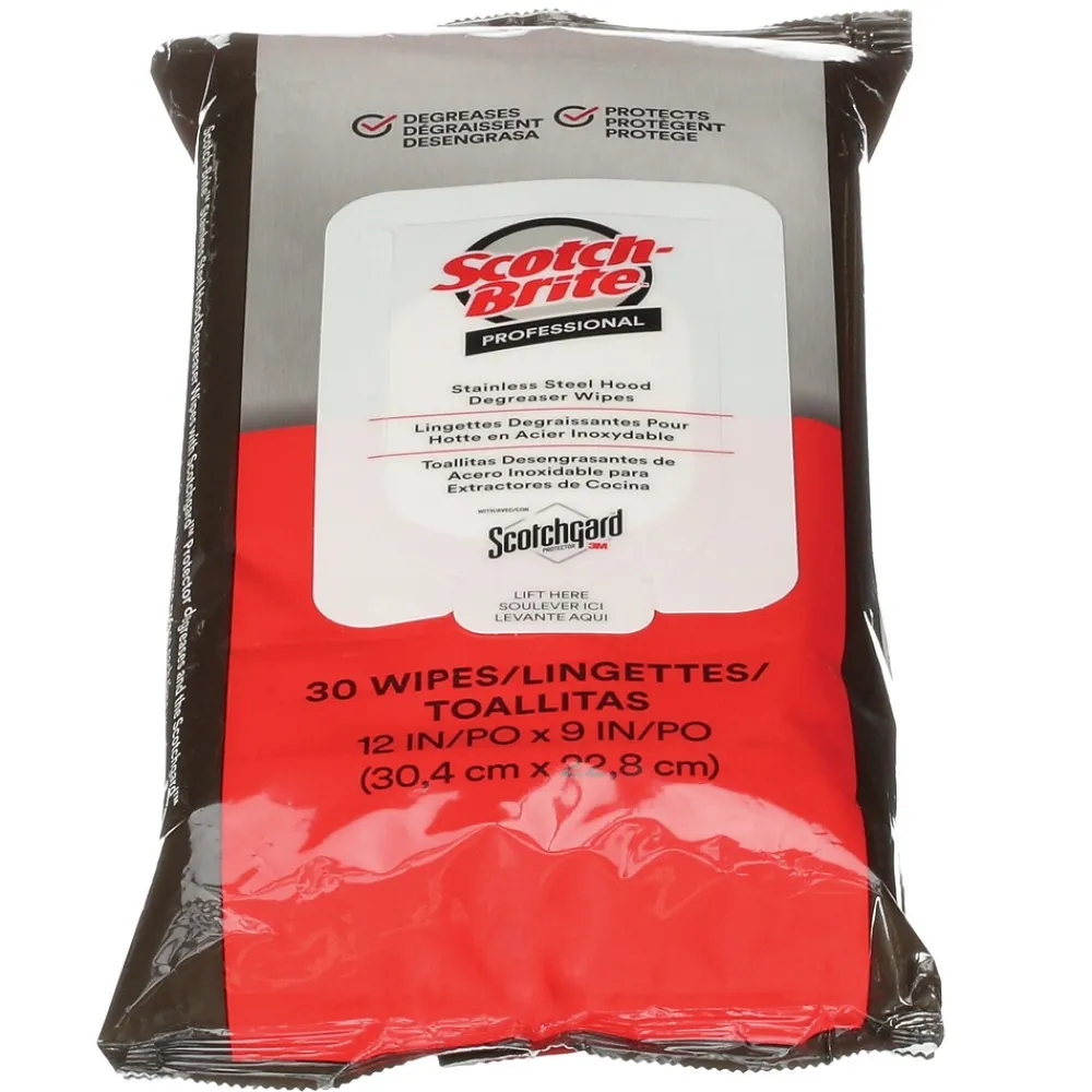 Scotch-Brite Stainless Steel Hood Degreaser Wipes, 30/Pack, 6 Packs/Case (SS-WIPES)