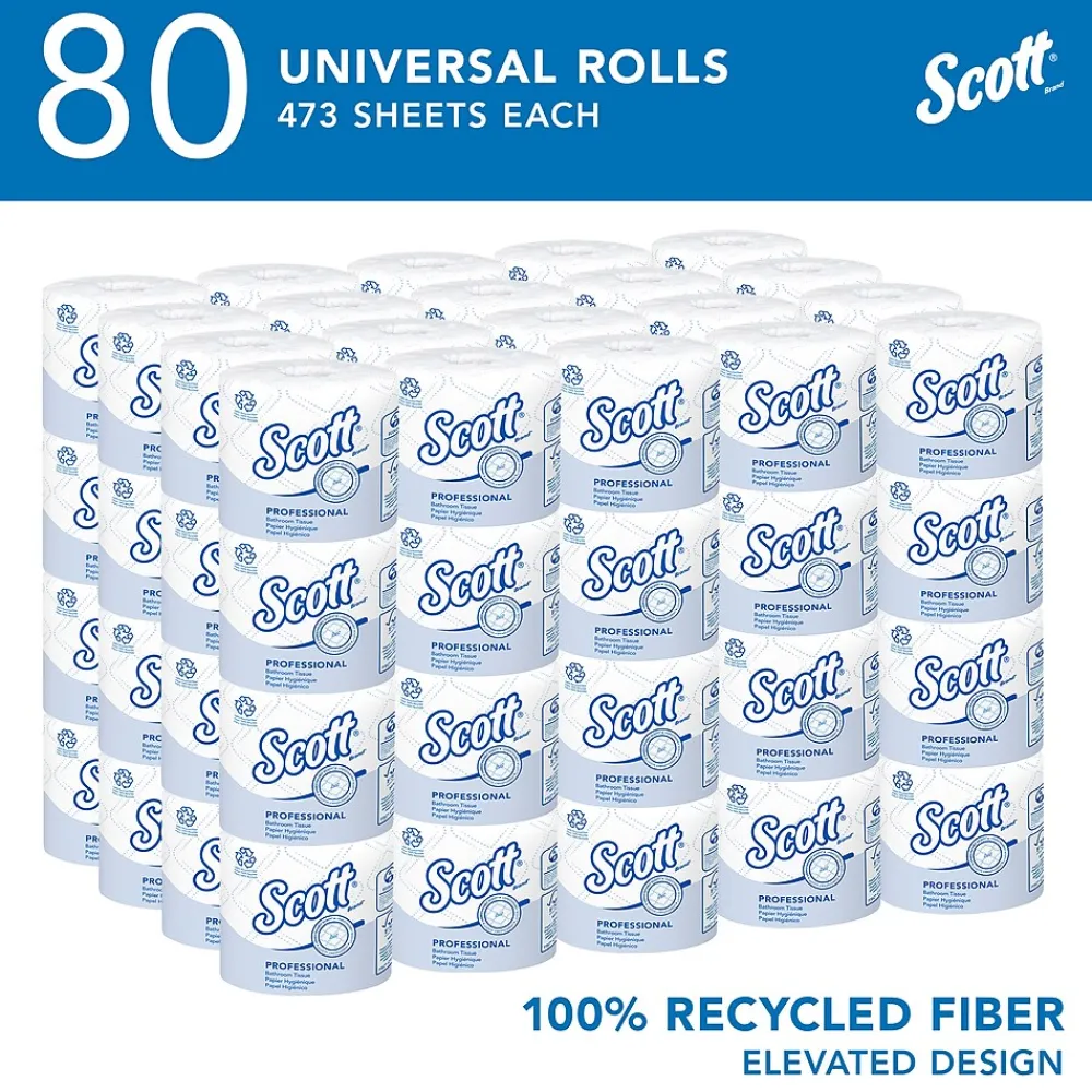 Scott Essential Recycled Toilet Paper, 2-ply, White, 473 Sheets/Roll, 80 Rolls/Case (13217)