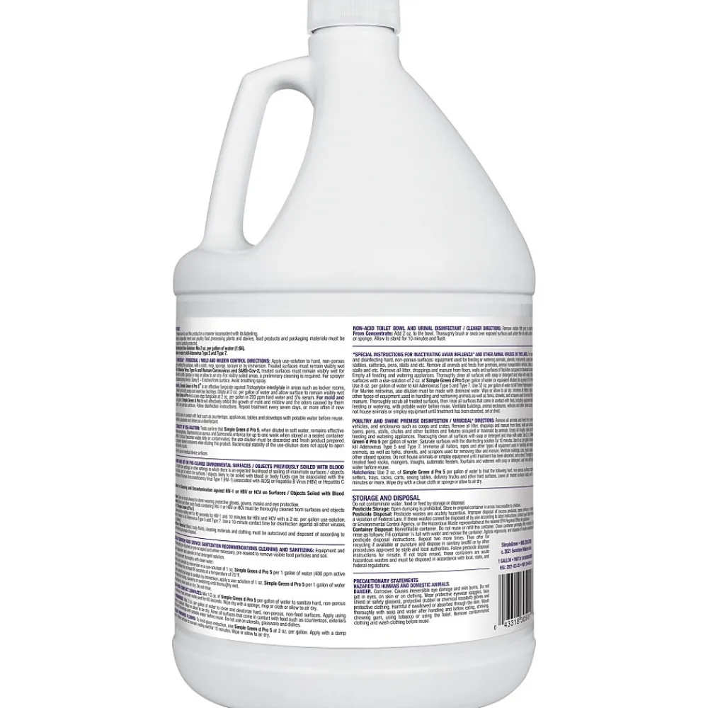 Simple Green Pro 5 Disinfectant All-Purpose Cleaner, Unscented, 1 gal. (SMP30501)